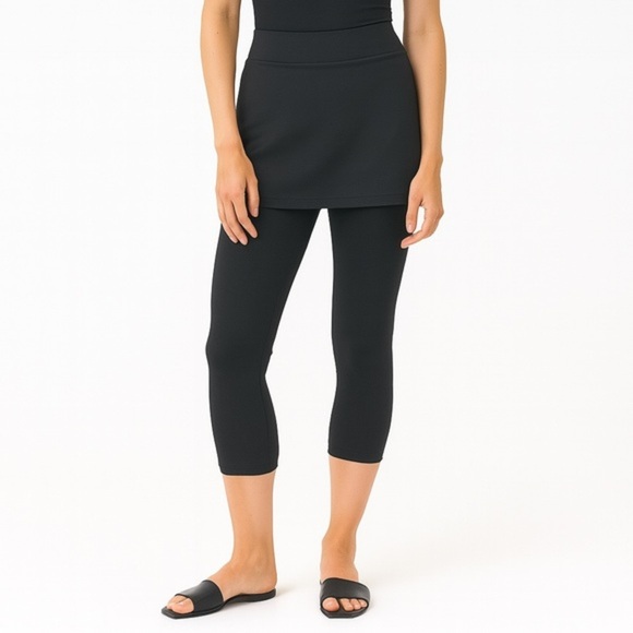 Ekouaer Pants - Chic Black Skirted Leggings